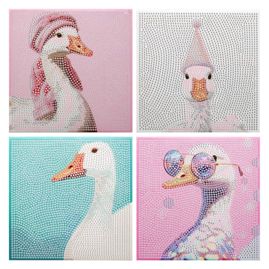 6" x 6" Ducks 4-Piece Stretched Canvas Diamond Art Kit by Make Market®
